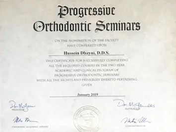 Progressive Orthodontic Seminars certificate