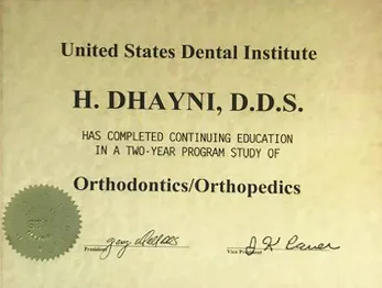 Progressive Orthodontic Seminars certificate